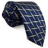 [S&W SHLAX&WING] Men's Tie & Pocket Square Set, Navy Blue & Yellow, Medium, 147cm