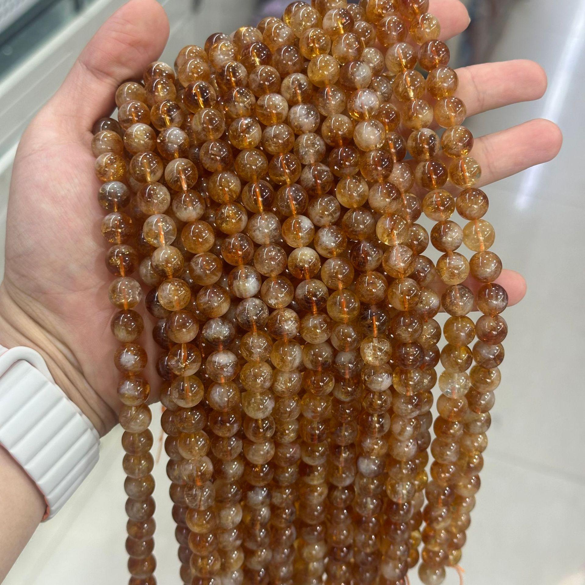 

Круглые бусины из натурального желтого цитрина - аксессуары для самодельных украшений