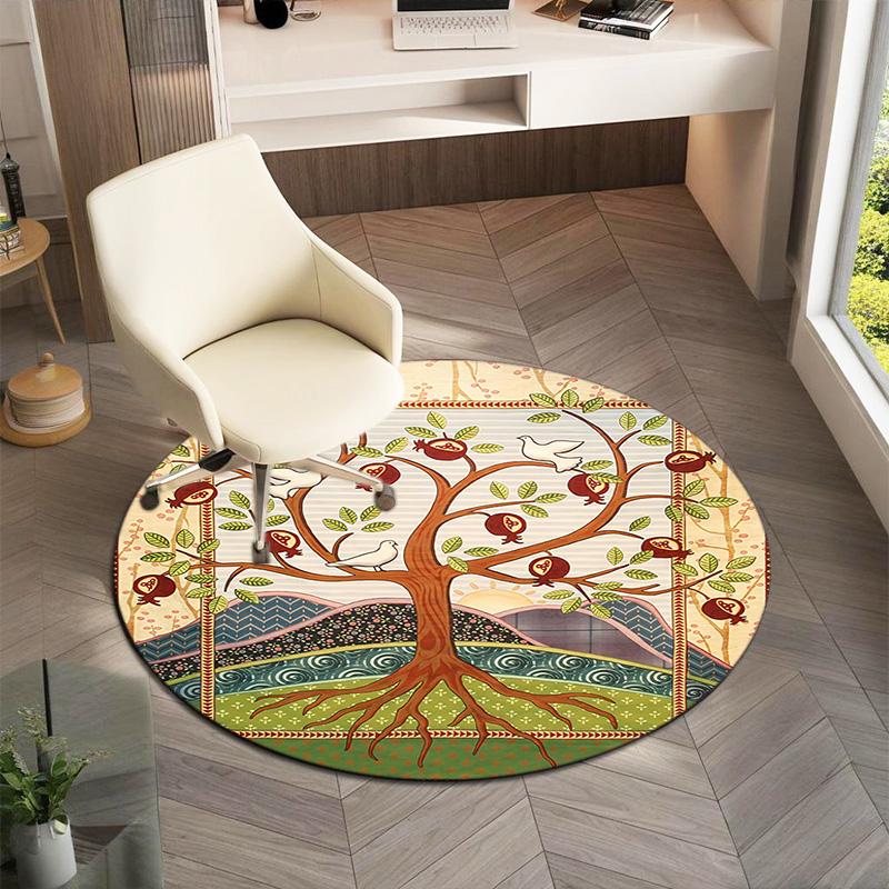 1Pc Tree of Life Circular Print Rug - home decoration Carpet For Living Room Bedroom Flooring Computer Chair Area Rug
