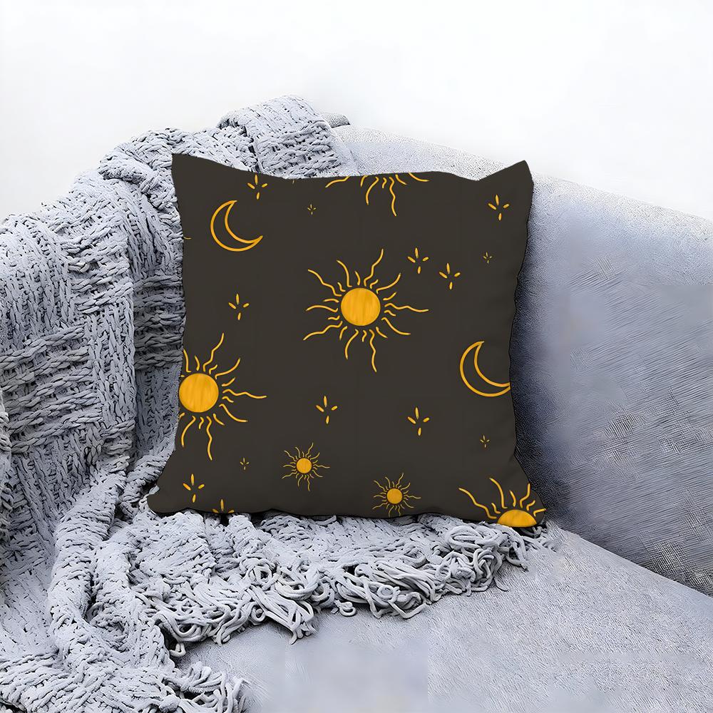 Gorgeous Sun Moon and Stars Cushion Cover Premium Comfort Reversible Pillow Cove Two In One Design for Any Room  Car Interior