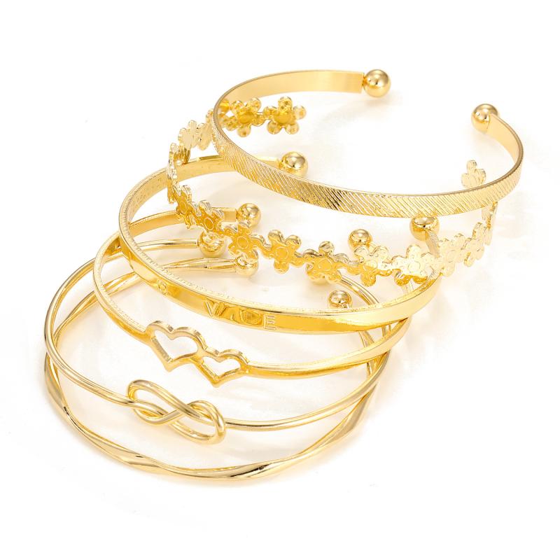 Selling Gold-Plated And Silver Plated Retro Open Layered Bracelet For Women, Fashionable Mix And Match Simple Bracelet
