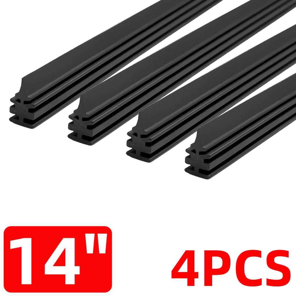 PINMOAP 4PCS Frameless Wiper Rubber Filling Strip 6mm Car Wiper Plug-In Replacement Strip 14"16"18"19"20"21"22"24"26"28"30"32"