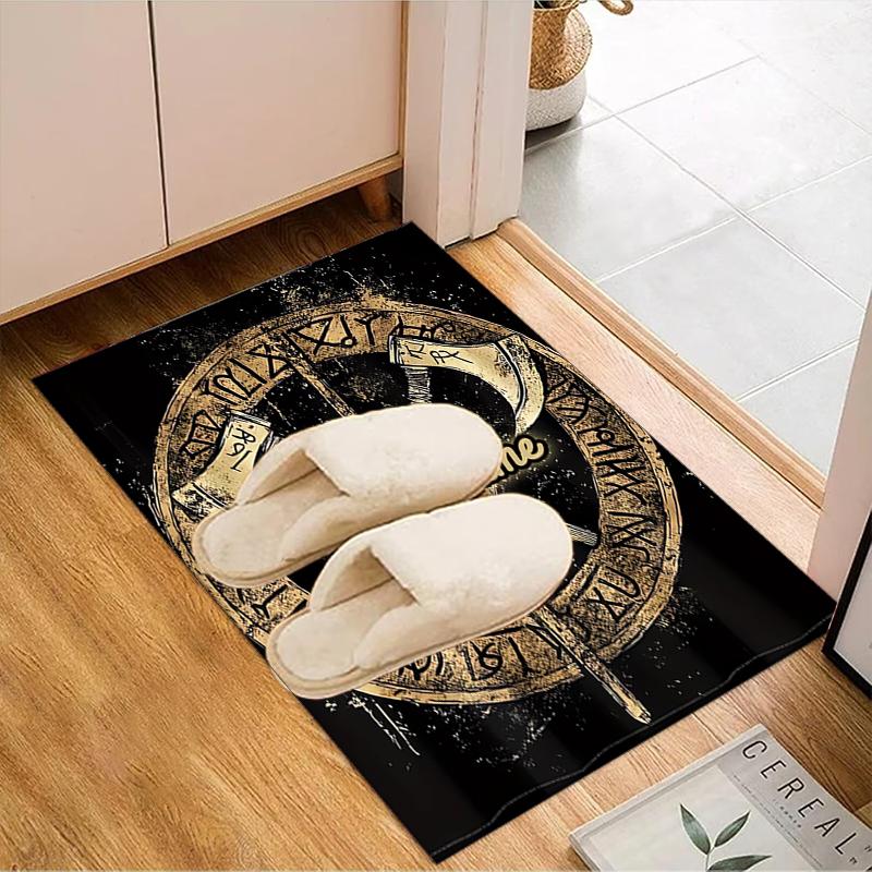 1PC Custom Name Axes Shield Theme Floor Mat Ideal for Living Room, Game Rooms, Office, Bedroom,Floor Mat Playful Design