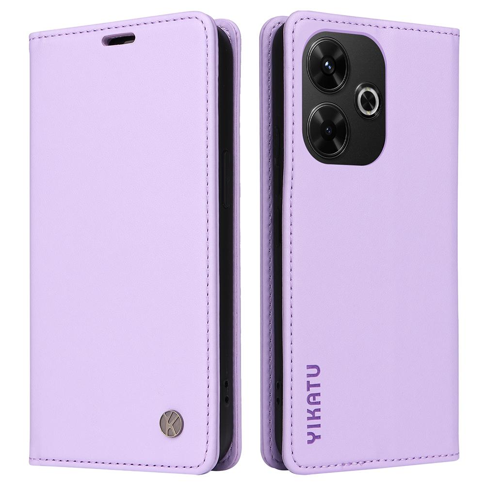 

YIKATU YK-001 Для Xiaomi Redmi 13 5G/13 4G Чехол Кожаный чехол для телефона Магнитная застежка Light Purple
