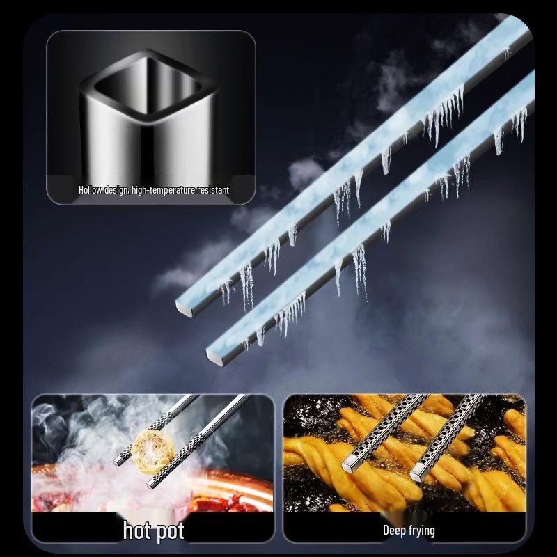 Husholdningsspisepinner i metall med sklisikkert design - Matkvalitet 304 rustfritt stål med laser anti-skåldingsdesign