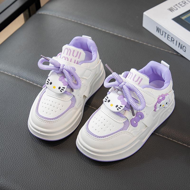 Girls' 2026 Spring/Autumn Breathable Cartoon Sneakers - Thick Sole, Non-Slip, Casual Running Shoes