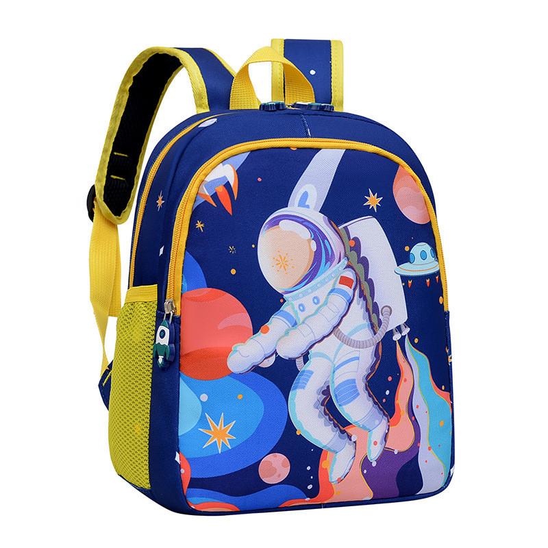 Adorable Cartoon Print Backpack For Boys And Girls With Breathable Nylon Material темно-синий