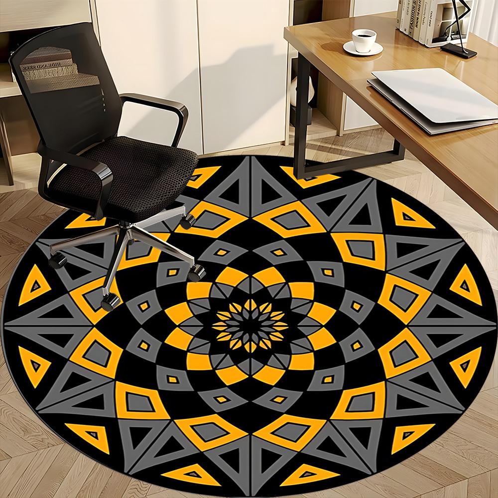 1pc Kaleidoscope Pattern Office Round Area Rug, Indoor Mat Suitable ForOffice, Under Office Chairs Bedroom Living Room Home Decor, Room Deco D004