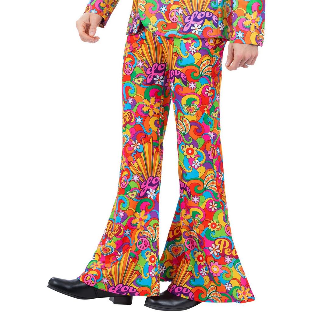 Smiffys Mens Rainbow Peace Costume Flared Trousers