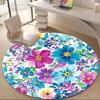1PC Floral Pattern Office Round Area Rug, Mat Suitable For Office, Under Office Chairs Bedroom Living Room Home Decor, Room Deco