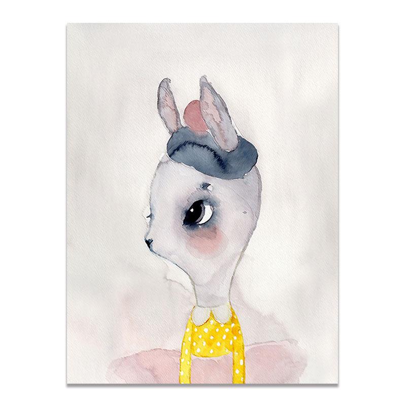 Moderne Nordic Kaninchen Mädchen Engel Wand Kunst Cartoon Leinwand Malerei Spray Farbe Kunst Poster Kinder Baby Kinderzimmer Wandmalereien