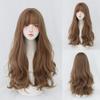 Lange Lockige Haare Damen Perücke mit Pony Täglich Braun Schwarz Rosa Lolita Cosplay Geflochtene Perücken Hitzebeständige Faser Party Kunsthaar