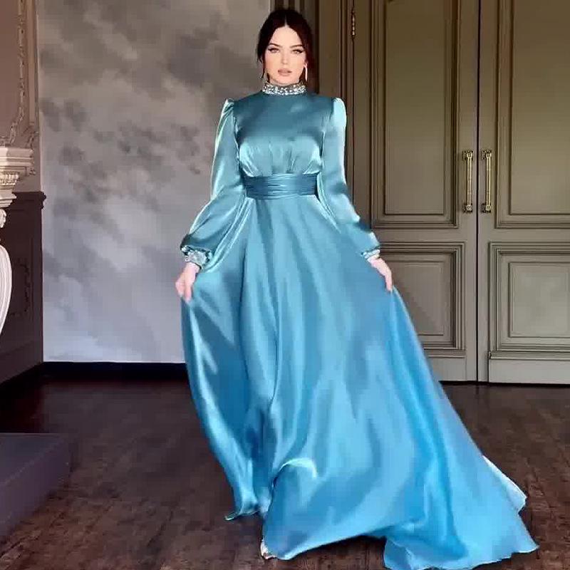 2024 Autumn European & American French Socialite Style Slimming Semi-High Neck Dress