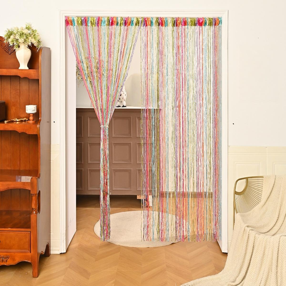 

1Pc Door String Curtain, Wall Panel Fringe Window Room Divider Blind, Home Patio Bedroom Decorative Tassel Screen Ribbon Strings 100x200cm разноцветные