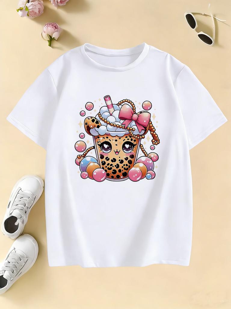 Cute Graphic Kids Tshirts Summer Short Sleeve Tees Cartoon Animal Boys Girls Clothes Kawaii Tops Y2K Children Tshirt