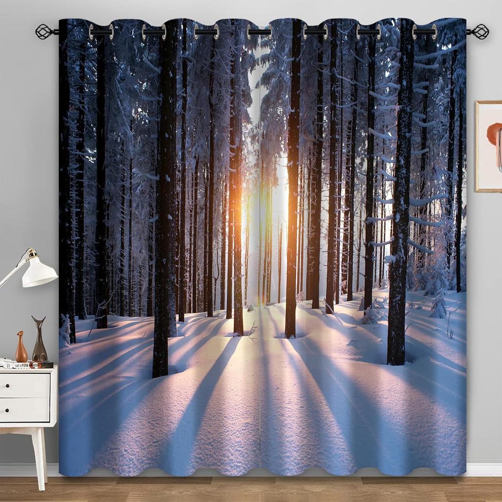 Rain Forest Waterfall Semi-Blackout Curtain Mountain Waterfall Flow Jungle Nature Scenery Print cortinas for Bedroom Living room