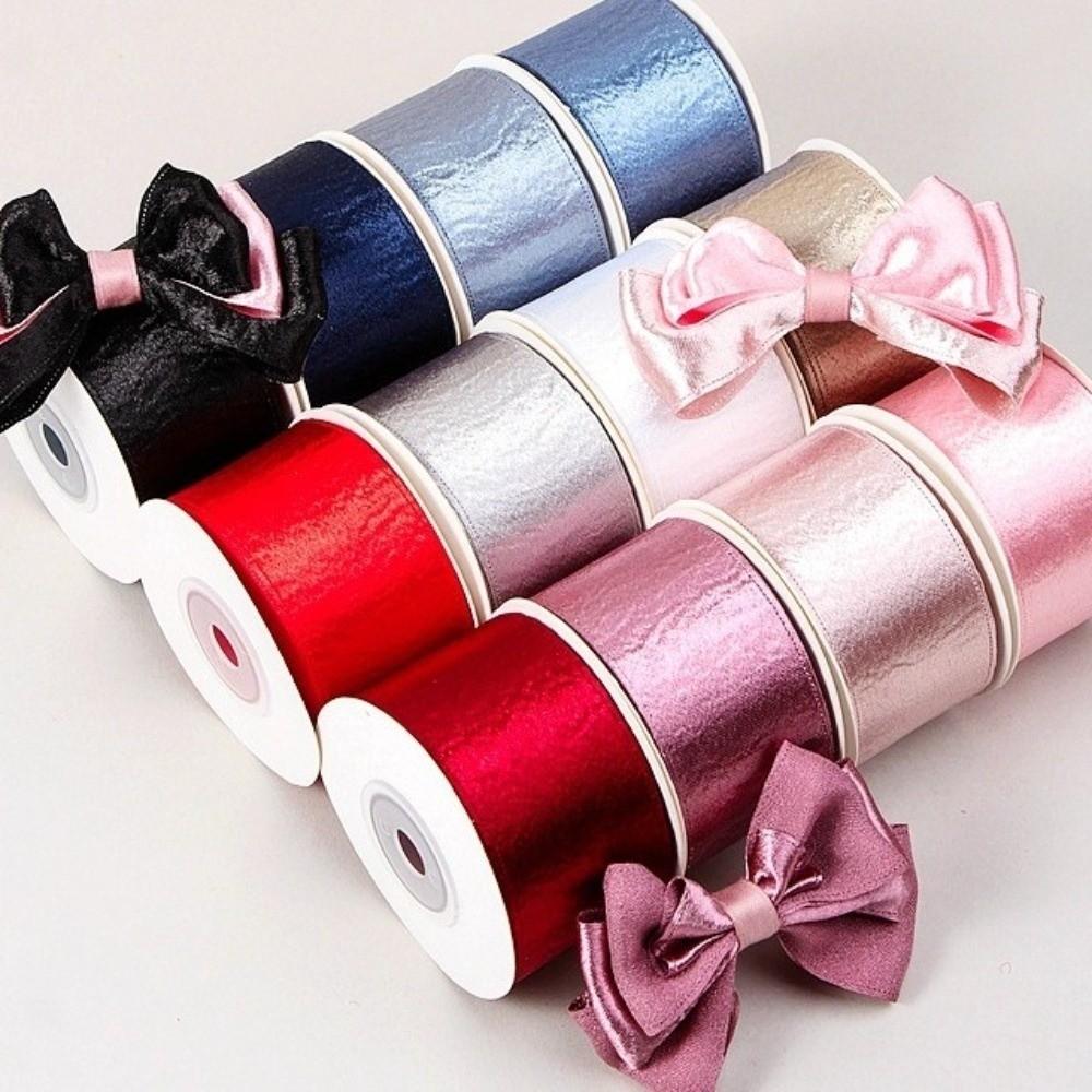 2.5cm 10 Yards Velvet Ribbon Single Sided Metallic Luster Glitter Ribbon Gloss Glitter Double Sided Chiffon Ribbon Hair Bows