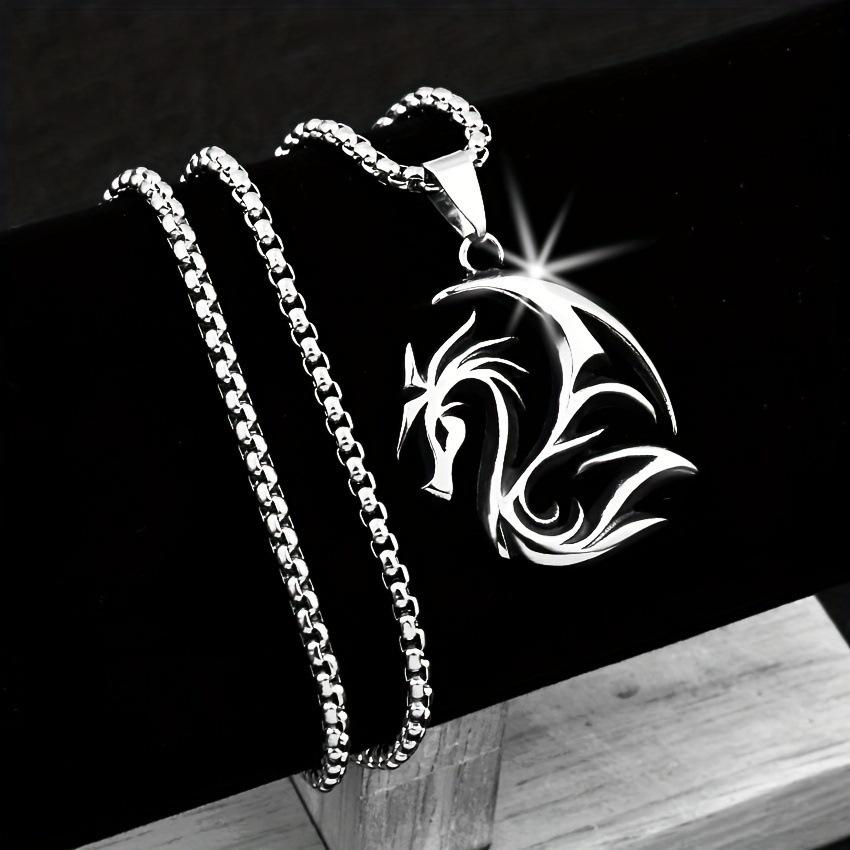 Vintage Flame Dragon Necklace Pendant 60CM(Necklace Long)