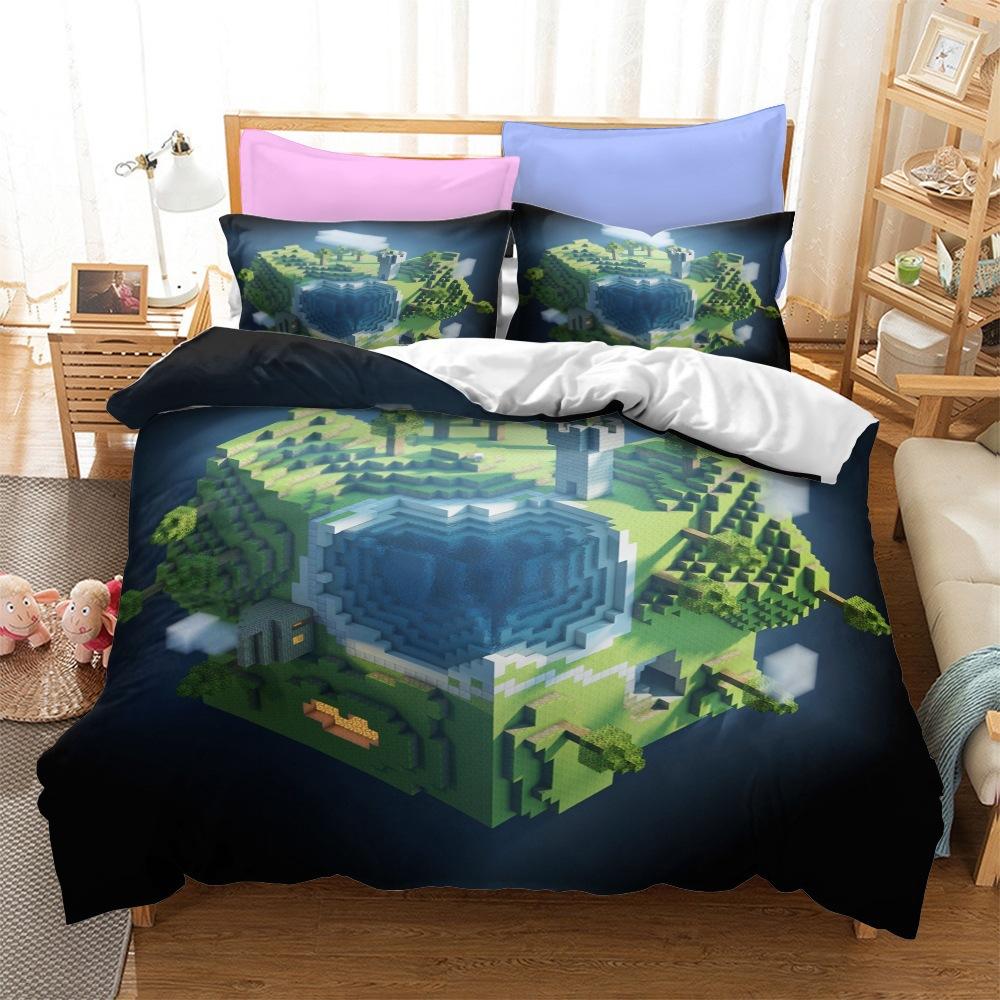 Roupa de Cama Minecraft Série Kit Três Peças Têxtil Lar Tecido Abrasivo Impressão Digital