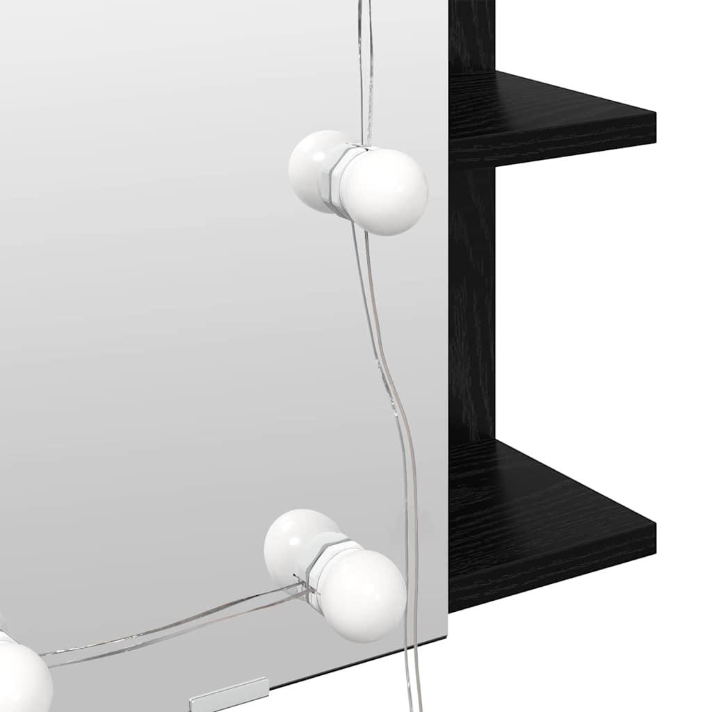 Mirror Cabinet with Shelf Black Oak Effect 70 x 16.5 x 60 cm