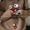 Red Plaid Artistic Phone Case for iPhone 17 Pro, 16 Plus, and 15 with Dirt Resistance and Card Holder by Harada Osamu