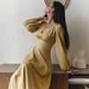 French-style Women's Clothing Elegant Satin Lace Lantern Sleeve Dress High-end Banquet