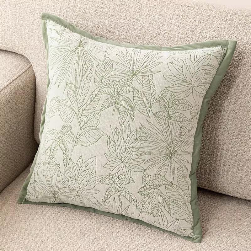 Luxuriöse Grau-Weiß Jacquard Kissenhülle Geometrische Blatt Muster Überwurf Kissenbezug Dekorativ für Sofa Couch Wohnzimmer Heimdekoration