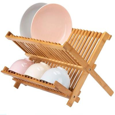 Égouttoir à vaisselle pliable en bambou - Support pour assiettes, bols, tasses