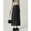 Schwarzer Damen Midirock mit hoher Taille aus PU-Leder - Figurbetonend A-Linie Bodycon mit Schlitz