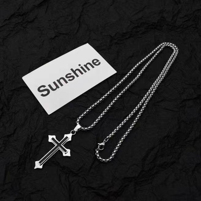 European and American Popular Jewelry, Rhinestone-inlaid Cross Necklace, Simple and Fashionable, Cross and Versatile Hanging