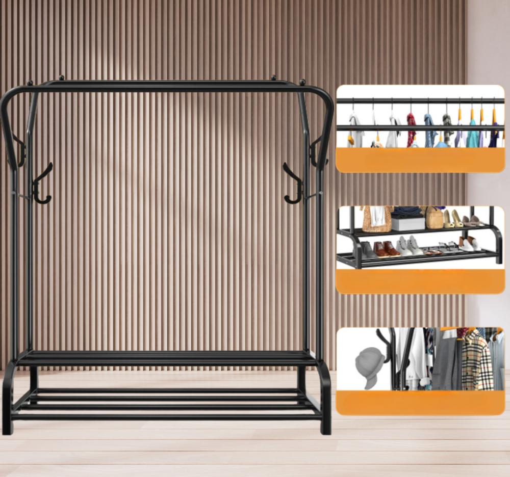 Kleiderschrank Kleiderständer Ständer Stehend Garderobe Doppelregal Regale Regal Groß [D-Sz1]