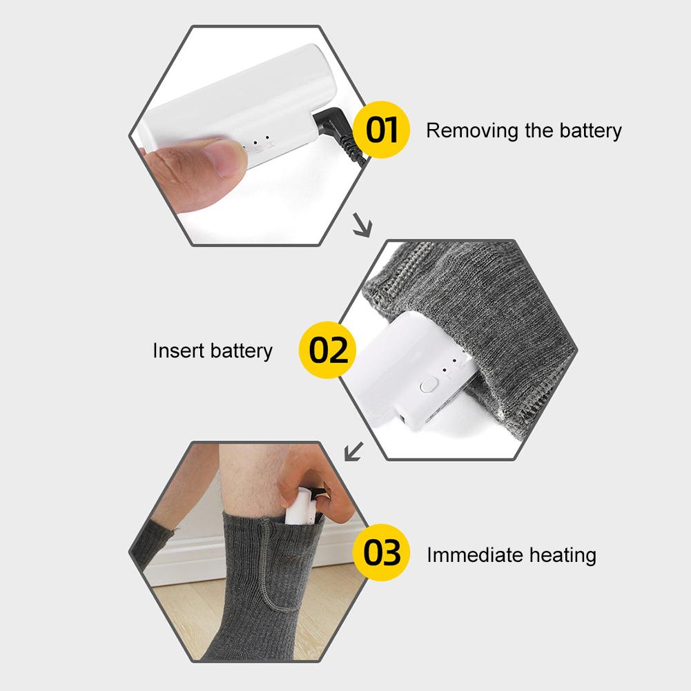 Unisex Thermal Insulated Socks Washable Electric Thermal Socks Elastic Thickened for Outdoor Sports Skiing