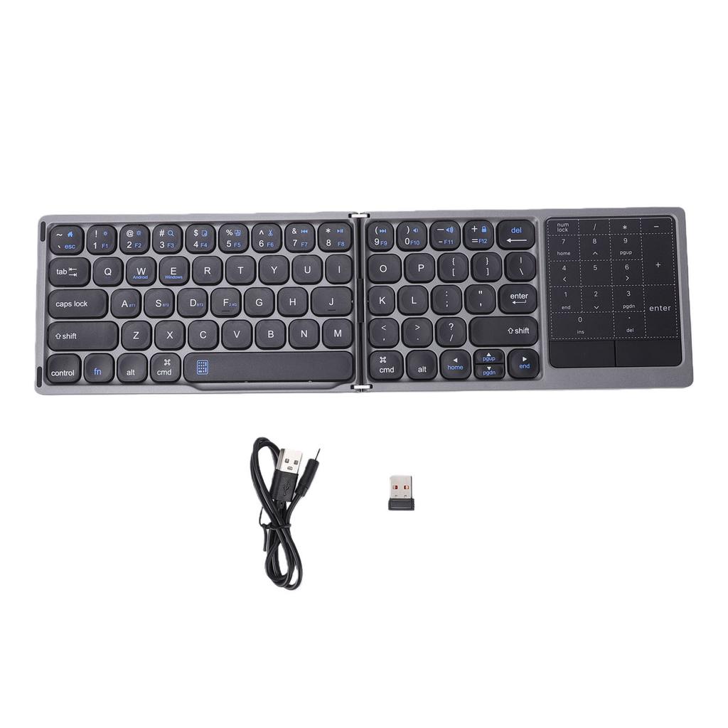 Foldable Bluetooth Keyboard 2.4G Wireless Keyboard with 2 in 1 Numeric Keypad and Touchpad for Tablets Phones Multi