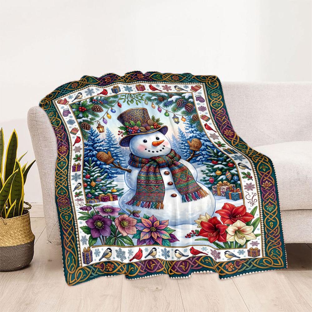 Winter Wonderland Snowman Blanket Soft & Cozy Great for Seaside Office Livingroom for All Occasions Modern Style