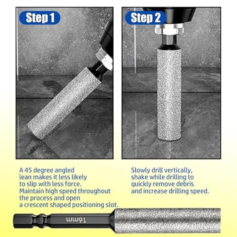 Wiertła diamentowe - 5/6/8/10/12/14/16mm, trzpień sześciokątny 1/4 cala, diamentowe wiertło rdzeniowe do ceramiki, granitu, płytek, szkła, marmuru, cegły itp.