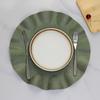 6Pack Round Placemats Solid Color Ruffles Woven Washable Table Mats for Dining Table Heat Resistant Non-Slip Kitchen Accessories
