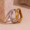 European & American 18K Gold-Plated Retro Wave Ring – Women's Stainless Steel Hand Jewelry
