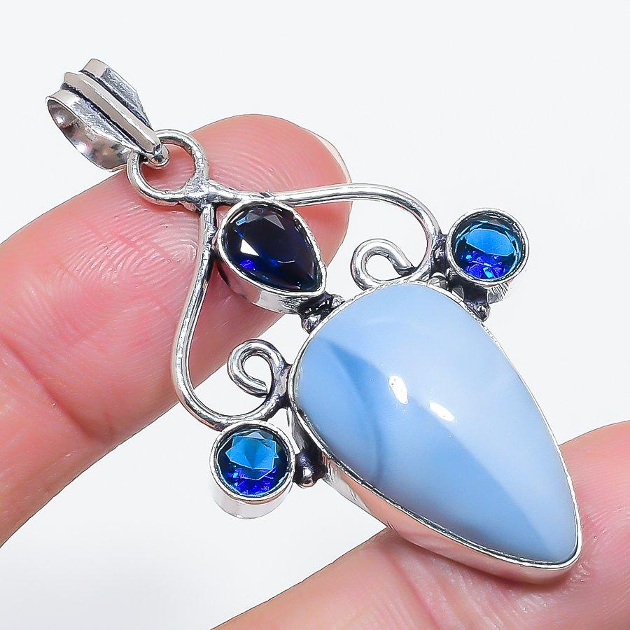 

Natural Owhyee Opal, Topaz 925 Sterling Silver Jewelry Pendant 2.25 S7B77