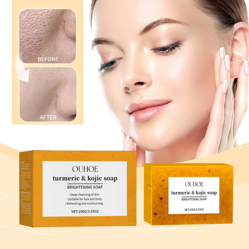 OUHOE Lemon Turmeric Brightening Soap Gently Cleanses Moisturizes and Hydrates Suitable for Whole Body Use 100g