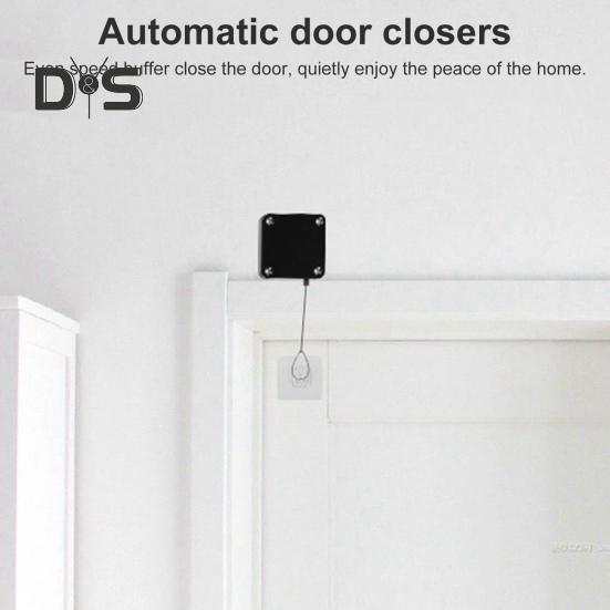 Chiudiporta automatico con filo d'acciaio da 1,2 m, regolabile, senza fori, montaggio a parete, per camera da letto, bagno, tenda da doccia, dispositivo di apertura e chiusura della porta scorrevole