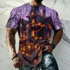Men's Halloween Printed Retro Texture Short Sleeve T-Shirt, Loose Fit Breathable Summer Streetwear Top