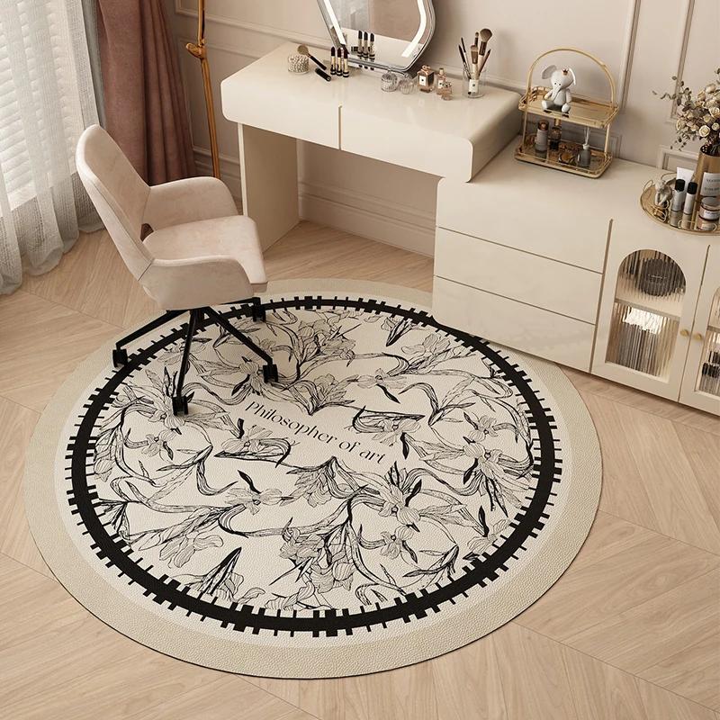 Round Soundproof Non-Slip TPR Bottom Area Rugs, Bedroom, Desk, Chair, Floor Mat, Living Room, Home Decoration, Modern Study, Rug