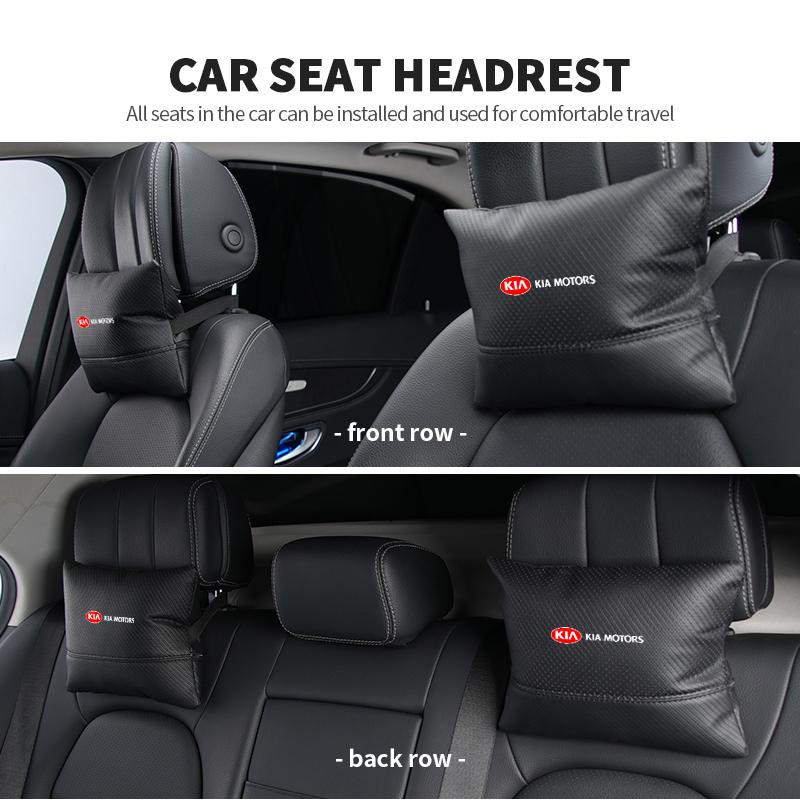 BBEI1 Car Logo Headrest Neck Support Seat Adjustable Neck Pillow Interior Accessories For KIA Cerato Soul Venga Forte Spectra Sedona