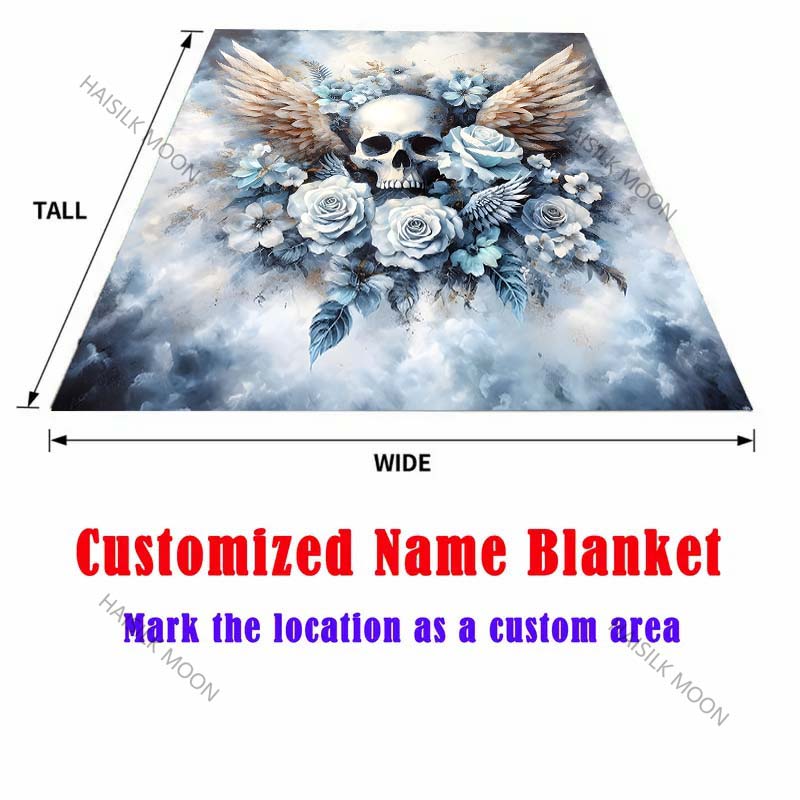 1PC Skeleton Angel Flowers Print Blanket Warm Soft Fluffy Kids Adult Luxury Gifts for Sofa Bed Home Outdoor Travel Camping