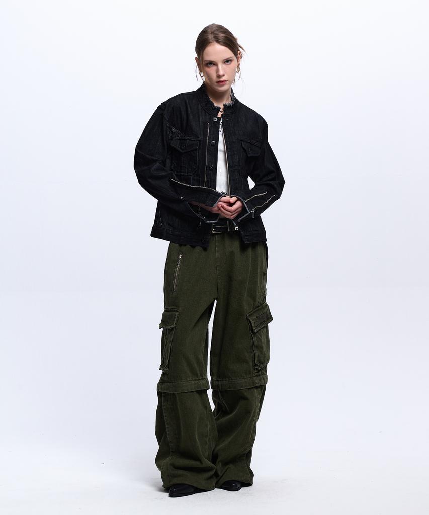 Rssc Stripe Mixed Denim Trucker Jacket - Black