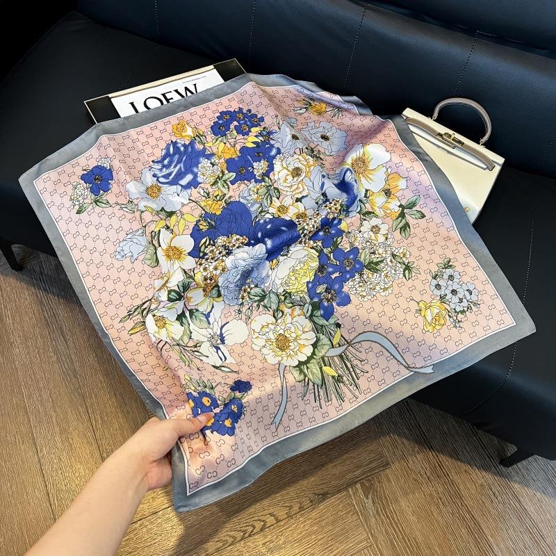 Silk scarf 71 * 71 imitation silk square scarf Korean atmosphere neck silk scarf flower pattern flower polka dot scarf