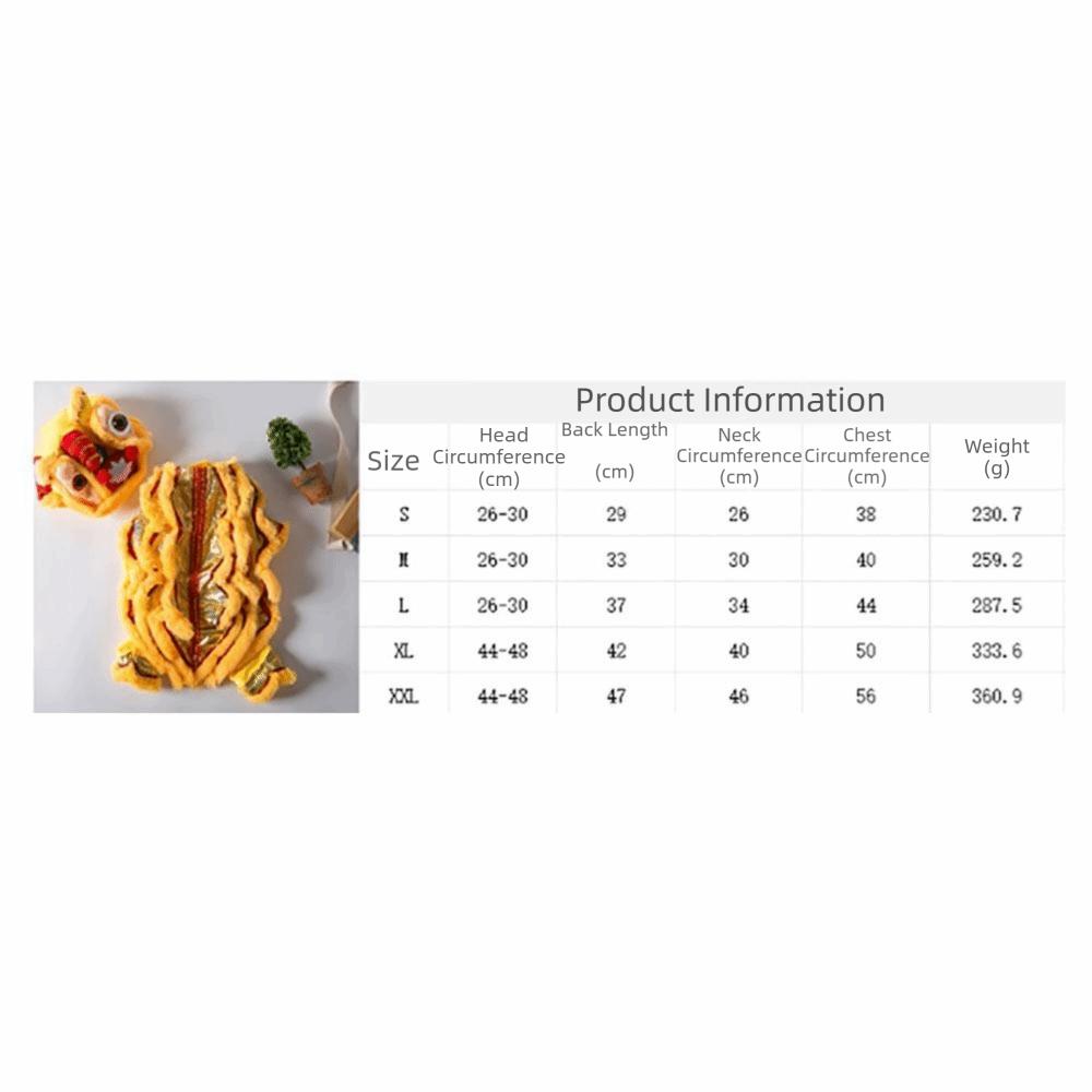 Fashion S/M/L/XL/XXL Pet Clothes Polyester Lion Dance Pet Clothes Cartoon Pattern Chinese Style Pet Costume Visiting Clothing
