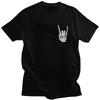 Heavy Metal Skeleton Rock Hand TShirt 100 Cotton Tees Shirt Summer Tshirt Casual Short Sleeve Clothes For Men Birthday Gift