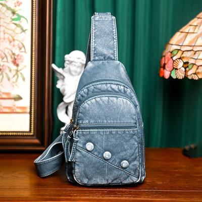 Women's New Korean Version of Soft Leather Backpack Simple Casual and Versatile Chest Bag One-shoulder Crossbody Bag