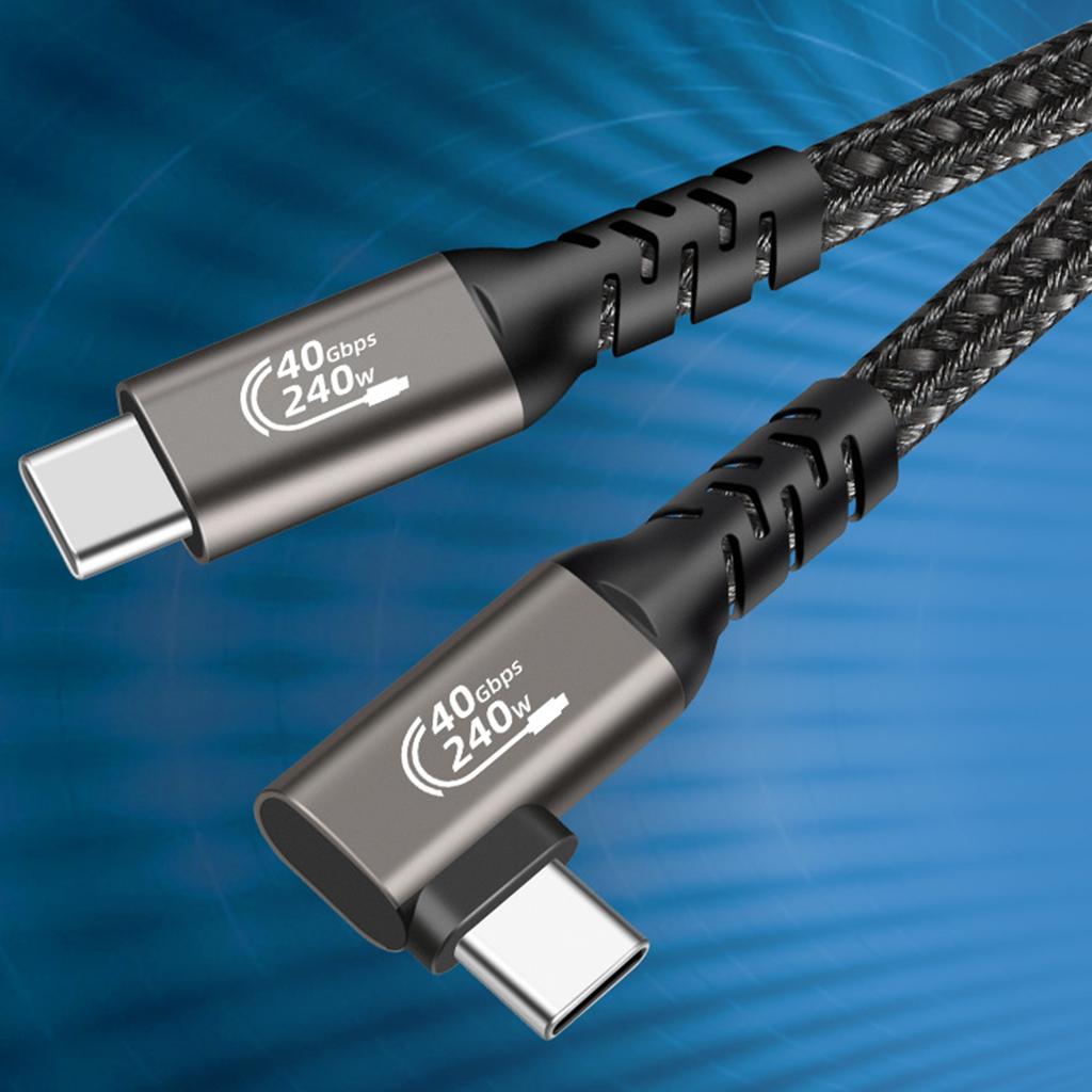 Angled Type C Cable 8K Display, Fast Charging & Data Line Durable Aluminum Alloy, Nylon Braided Cord 240W48V5A